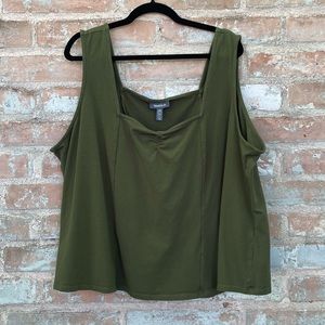 Modcloth Tank Top Plus Olive Green Square Neck Sweetheart Neckline Stretch 4X